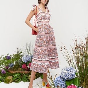 CeliaB Floki Pink Floral Embroidered Tie Strap Floral Tiered Maxi Dress XL